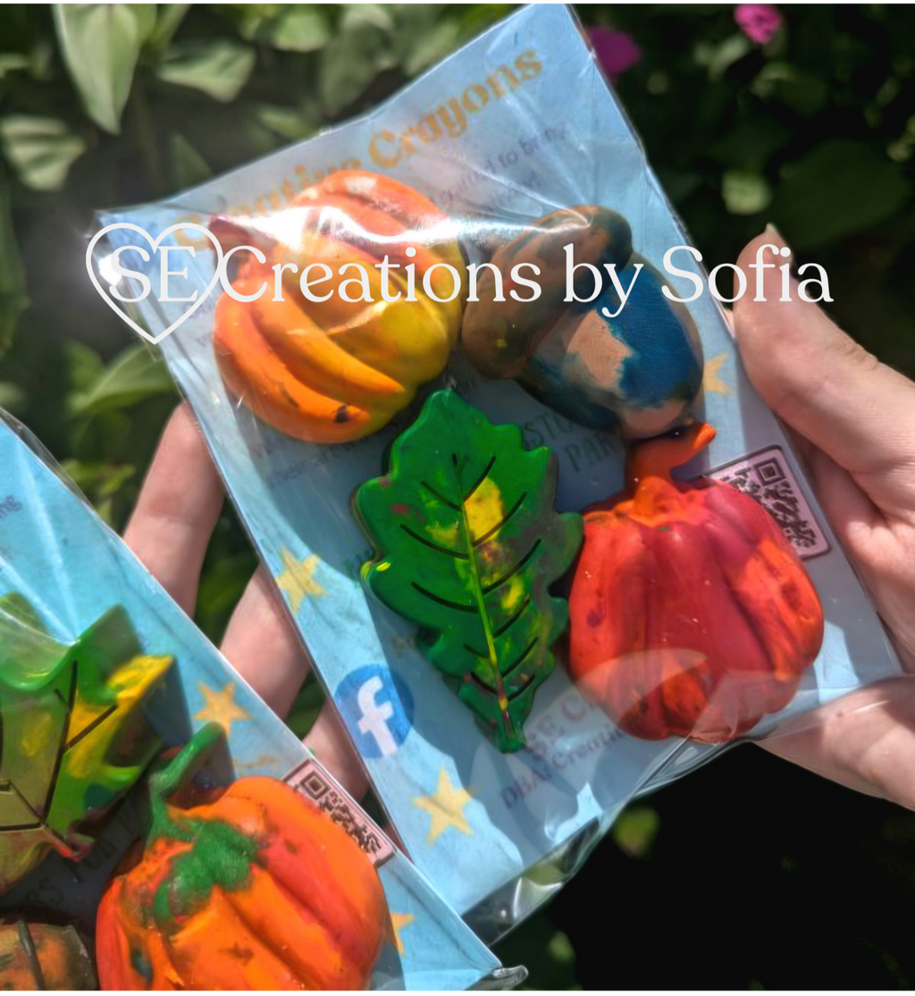 Handcrafted Upcycled Autumn Fall SHAPED CRAYONS (4 pack)