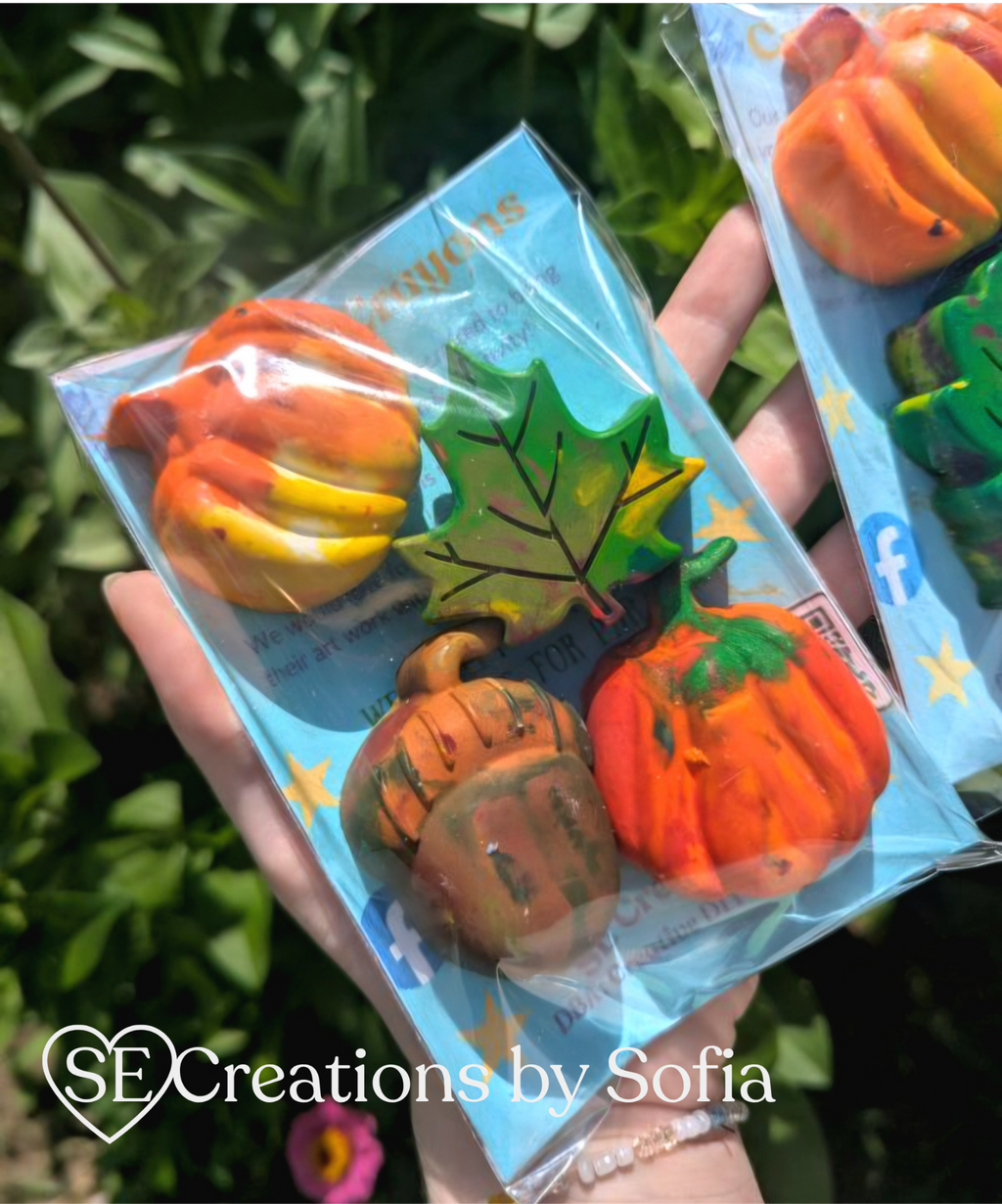 Handcrafted Upcycled Autumn Fall SHAPED CRAYONS (4 pack)