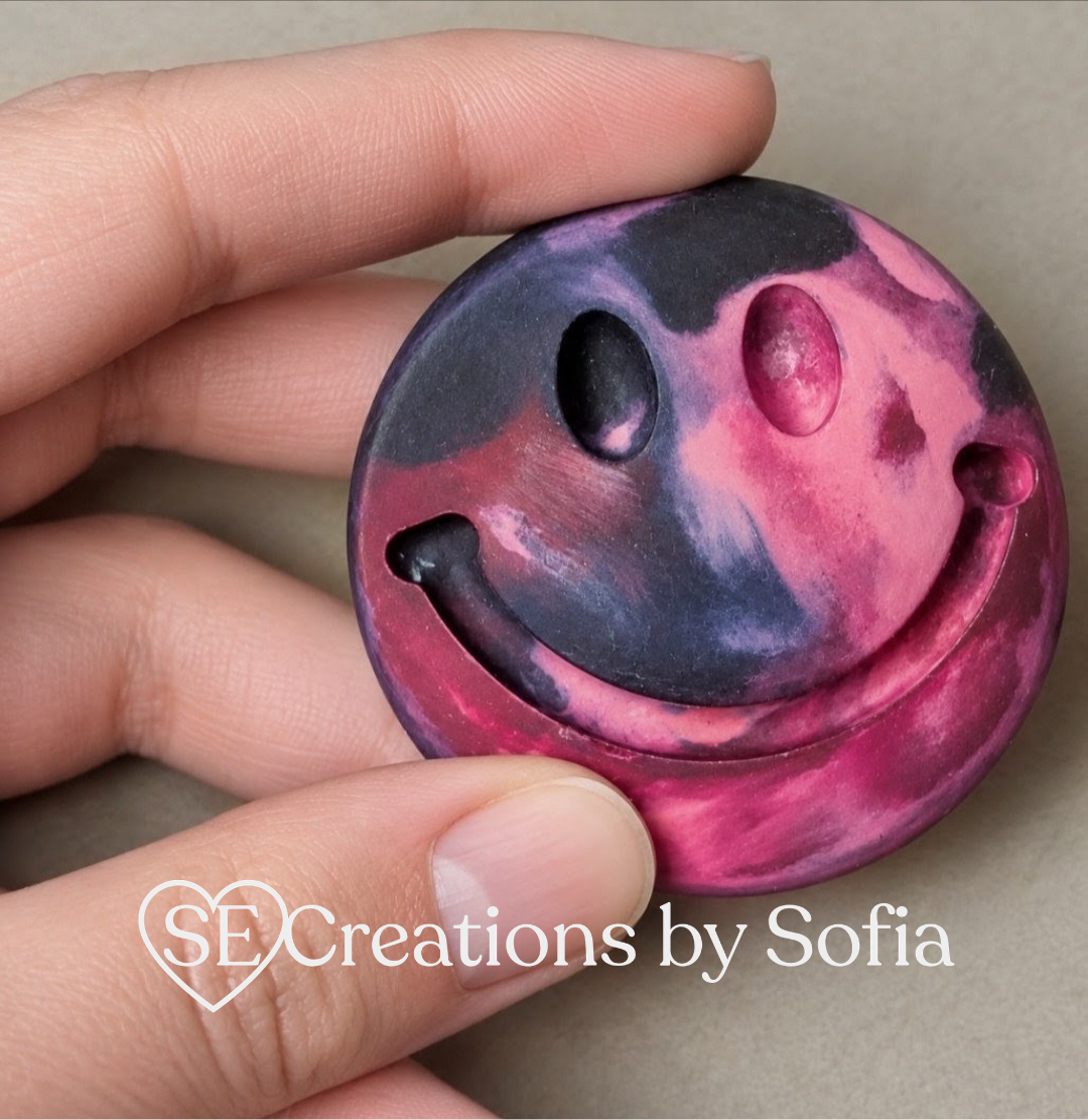 Handcrafted Upcycled SMILEY FACE HAPPY SMILE SHAPED CRAYONS (4 pack)😀