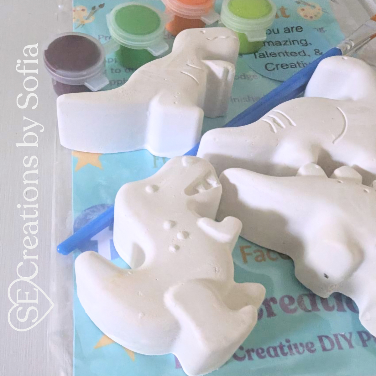DINOSAURS 4 pc PLASTER PAINT KIT 🦕🦖