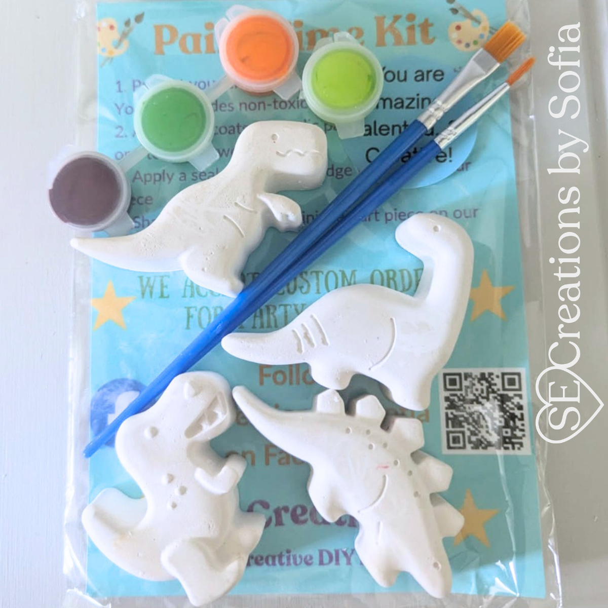 DINOSAURS 4 pc PLASTER PAINT KIT 🦕🦖
