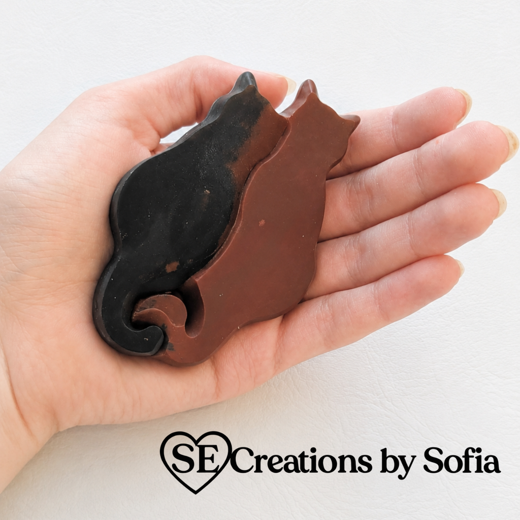 Handcrafted Upcycled KITTY CAT SHAPED CRAYONS (4 pack)🐈‍⬛️